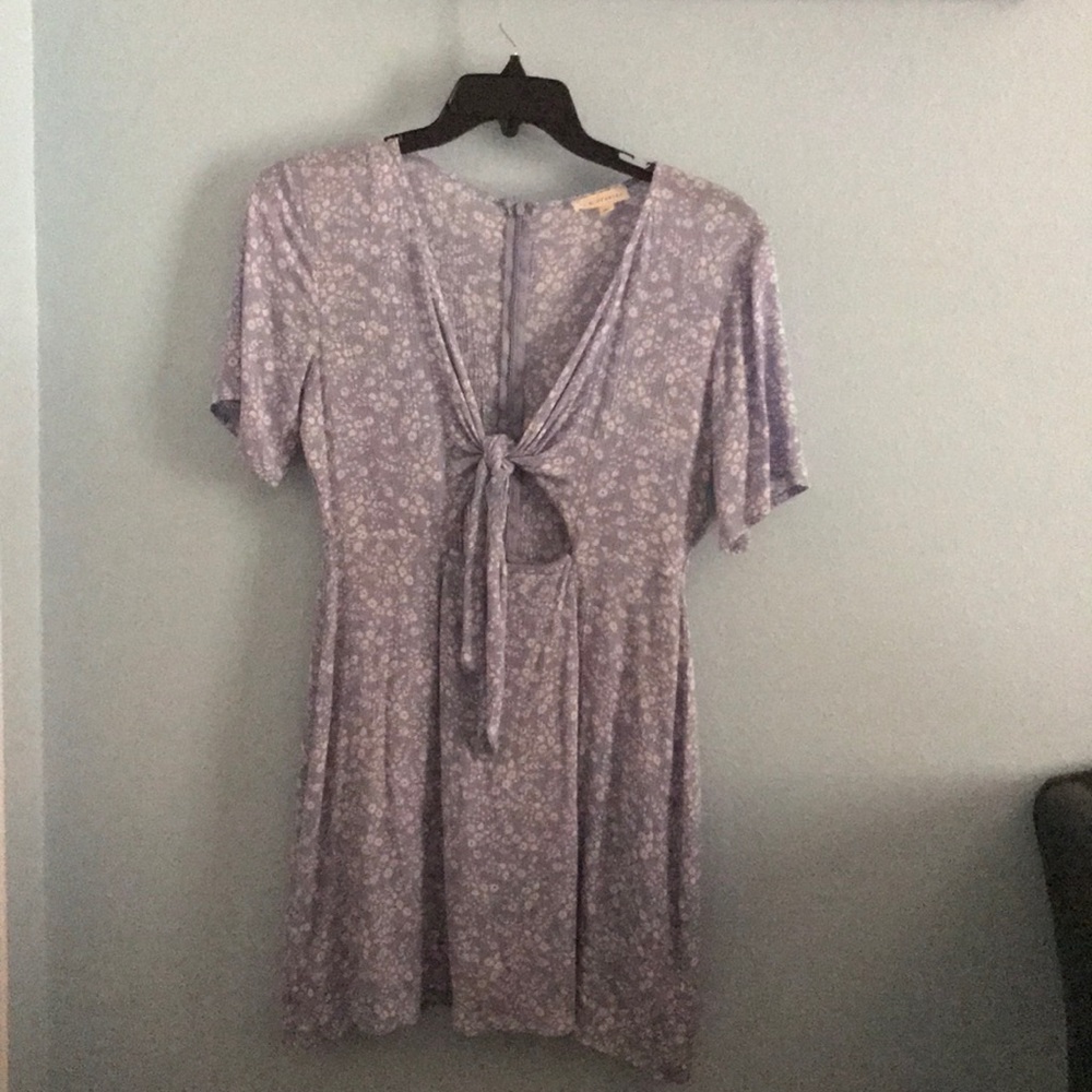 Blue Floral Tie-Front Dress